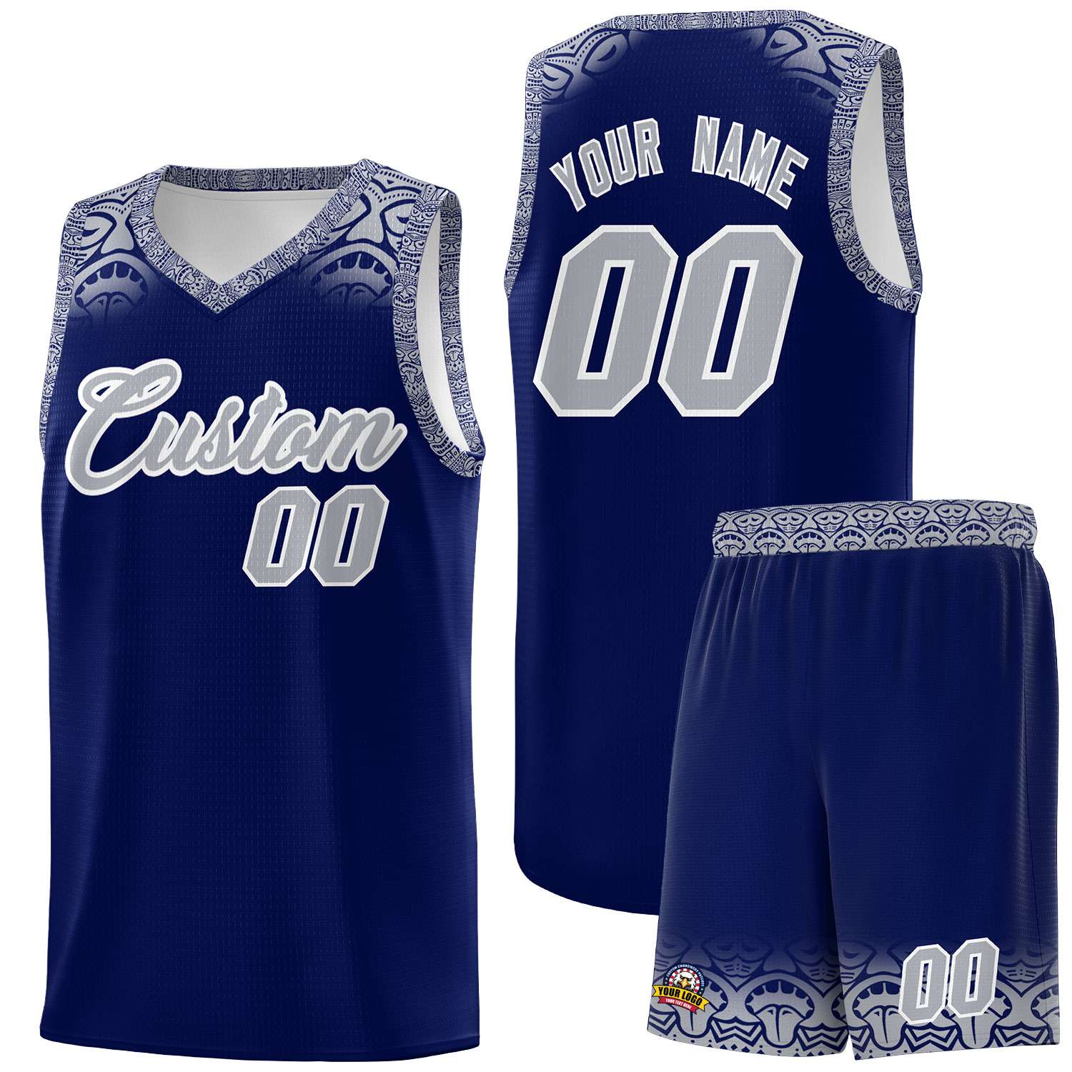 Custom Royal Gray Personalized Indians Print Sets Sports Uniform Basketball Jersey