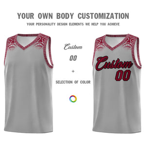 Custom Gray Crimson Personalized Indians Print Sets Sports Uniform Basketball Jersey