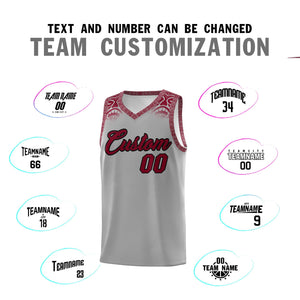 Custom Gray Crimson Personalized Indians Print Sets Sports Uniform Basketball Jersey