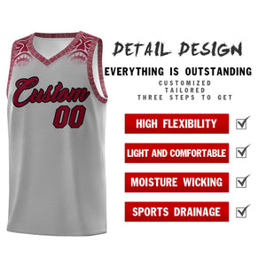 Custom Gray Crimson Personalized Indians Print Sets Sports Uniform Basketball Jersey