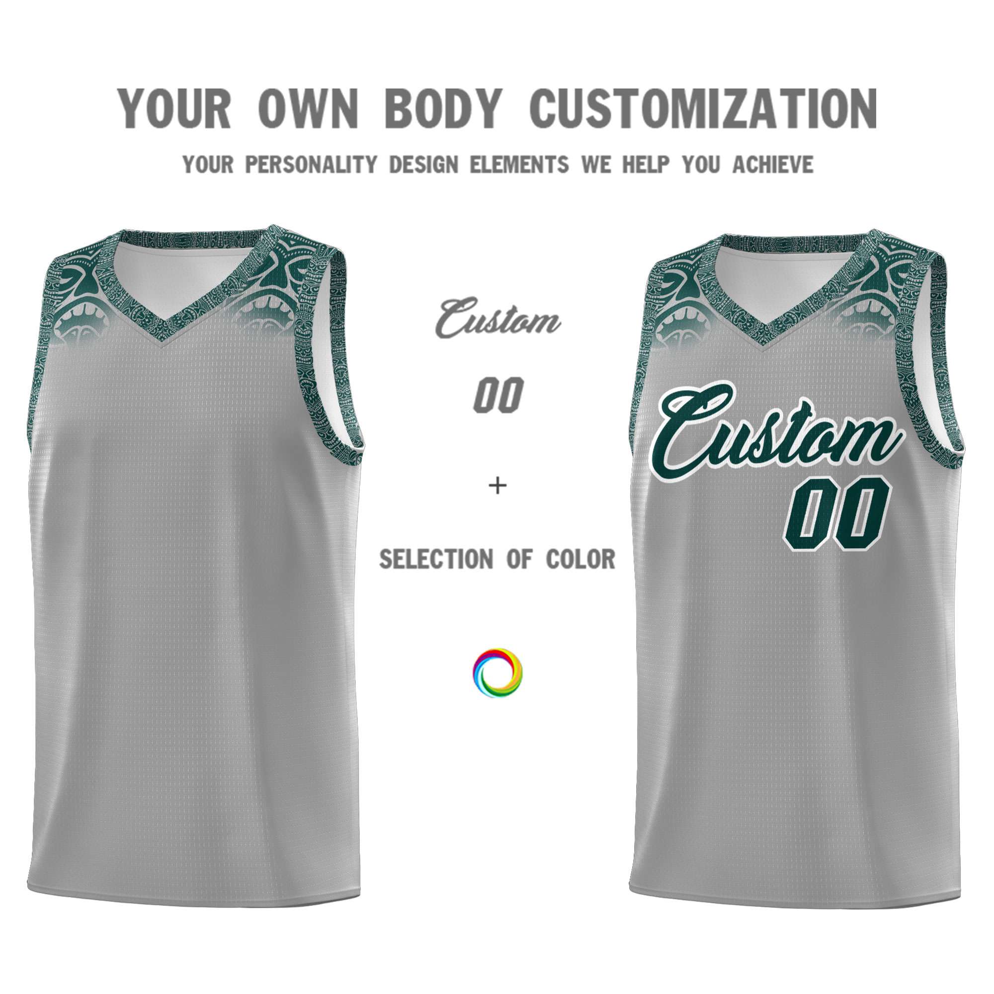 Custom Gray Midnight Green Personalized Indians Print Sets Sports Uniform Basketball Jersey