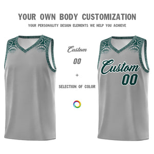 Custom Gray Midnight Green Personalized Indians Print Sets Sports Uniform Basketball Jersey