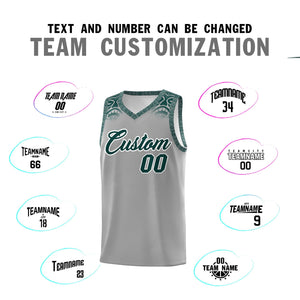 Custom Gray Midnight Green Personalized Indians Print Sets Sports Uniform Basketball Jersey