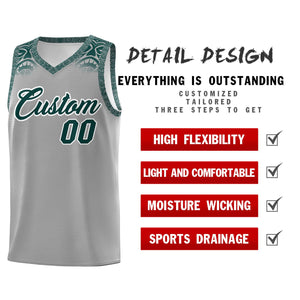 Custom Gray Midnight Green Personalized Indians Print Sets Sports Uniform Basketball Jersey