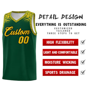 Custom Green Gold Personalized Indians Print Sets Sports Uniform Basketball Jersey