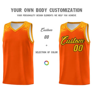 Custom Orange Gold Personalized Indians Print Sets Sports Uniform Basketball Jersey