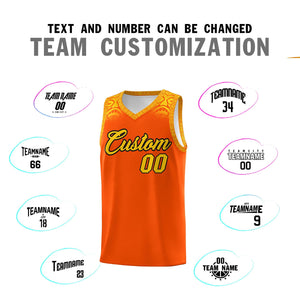 Custom Orange Gold Personalized Indians Print Sets Sports Uniform Basketball Jersey