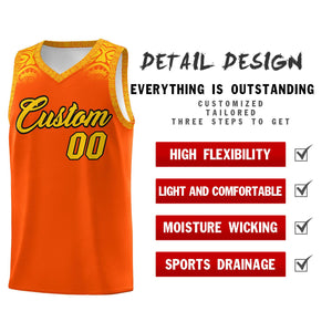 Custom Orange Gold Personalized Indians Print Sets Sports Uniform Basketball Jersey