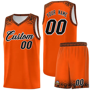 Custom Orange Black Personalized Indians Print Sets Sports Uniform Basketball Jersey