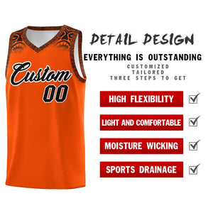 Custom Orange Black Personalized Indians Print Sets Sports Uniform Basketball Jersey