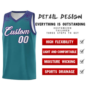 Custom Aqua Purple Personalized Indians Print Sets Sports Uniform Basketball Jersey