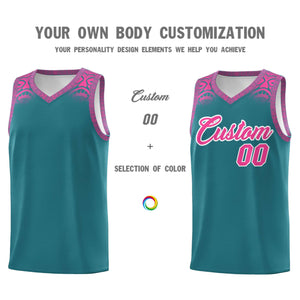 Custom Aqua Pink Personalized Indians Print Sets Sports Uniform Basketball Jersey