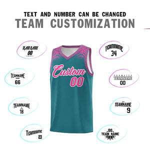 Custom Aqua Pink Personalized Indians Print Sets Sports Uniform Basketball Jersey