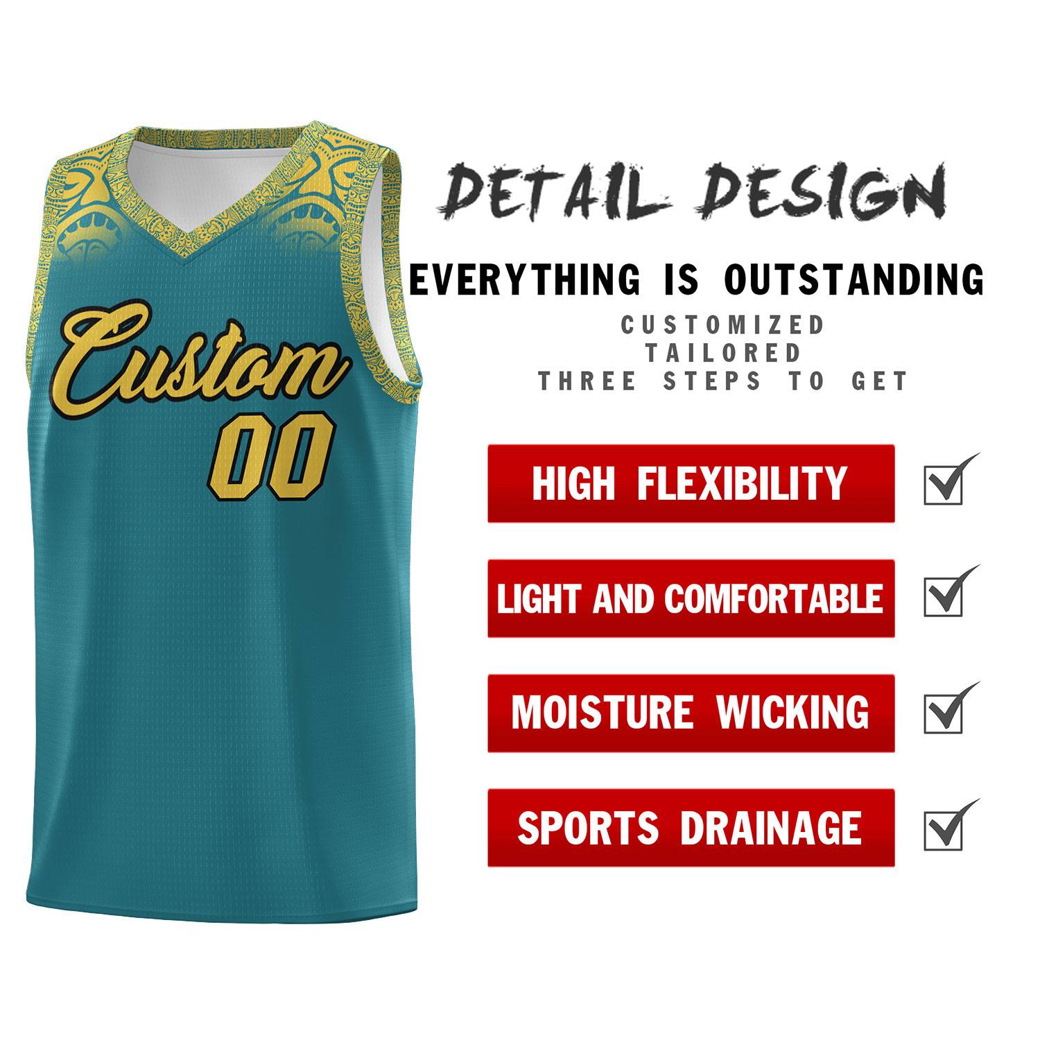 Custom Aqua Yellow Personalized Indians Print Sets Sports Uniform Basketball Jersey