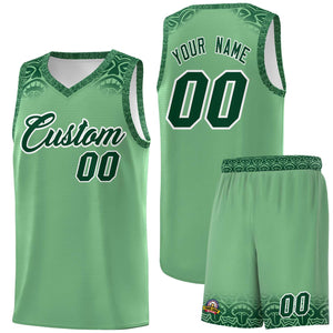 Custom Green Green Personalized Indians Print Sets Sports Uniform Basketball Jersey