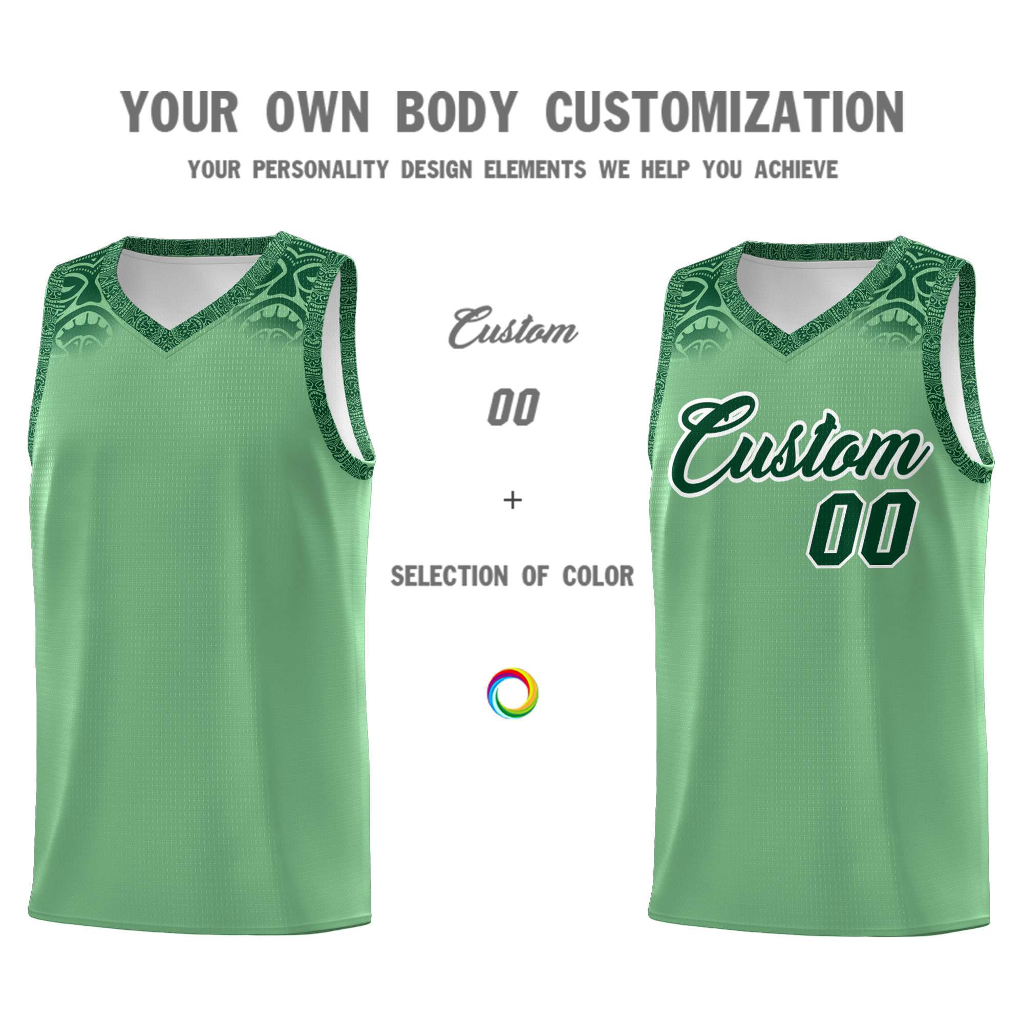 Custom Green Green Personalized Indians Print Sets Sports Uniform Basketball Jersey