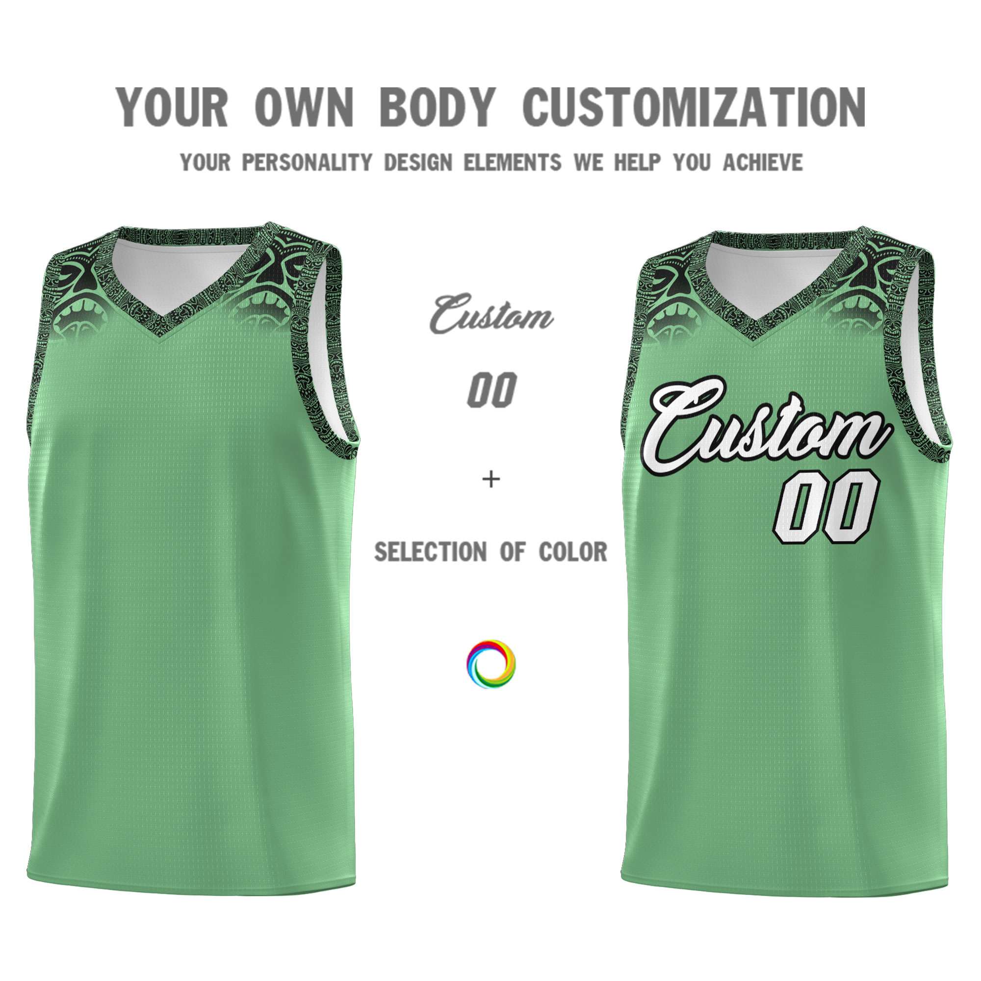 Custom Green Black Personalized Indians Print Sets Sports Uniform Basketball Jersey