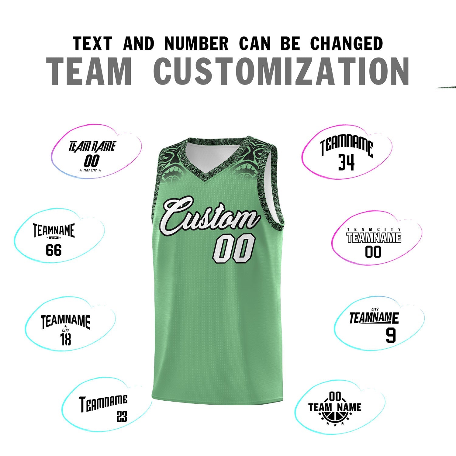 Custom Green Black Personalized Indians Print Sets Sports Uniform Basketball Jersey