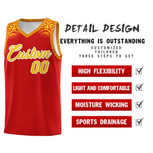 Custom Red Gold Personalized Indians Print Sets Sports Uniform Basketball Jersey