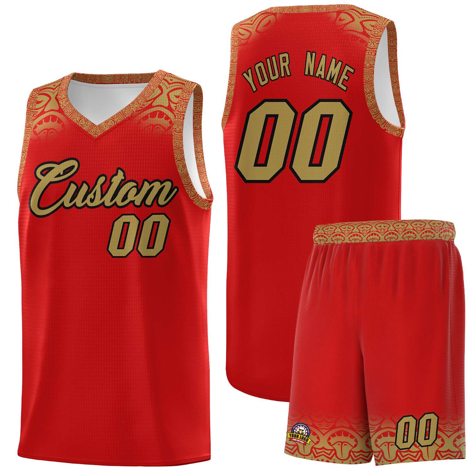 Custom Red Desert Yellow Personalized Indians Print Sets Sports Uniform Basketball Jersey