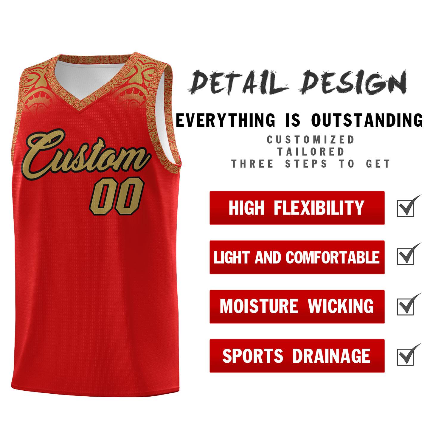 Custom Red Desert Yellow Personalized Indians Print Sets Sports Uniform Basketball Jersey