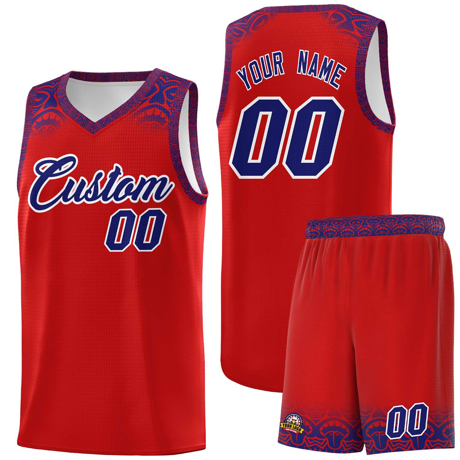 Custom Red Purple Personalized Indians Print Sets Sports Uniform Basketball Jersey