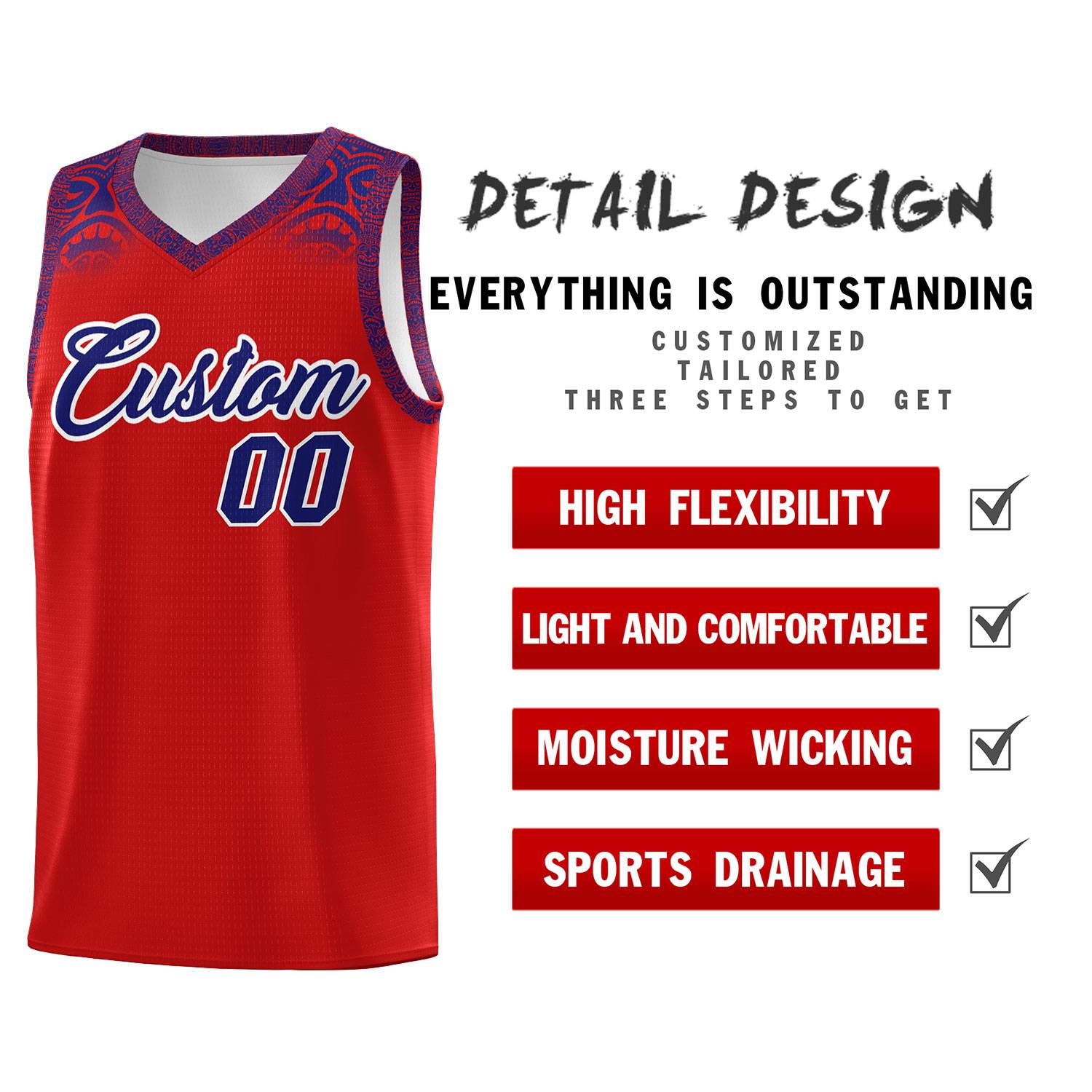 Custom Red Purple Personalized Indians Print Sets Sports Uniform Basketball Jersey