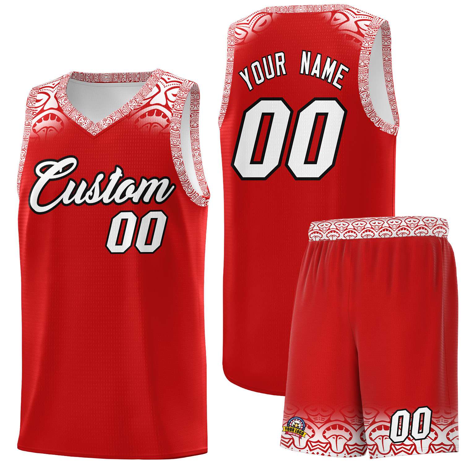 Custom Red White Personalized Indians Print Sets Sports Uniform Basketball Jersey