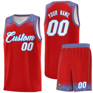 Custom Red Powder Blue Personalized Indians Print Sets Sports Uniform Basketball Jersey