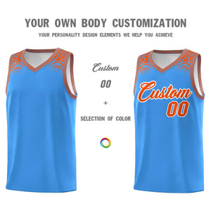 Custom Powder Blue Orange Personalized Indians Print Sets Sports Uniform Basketball Jersey