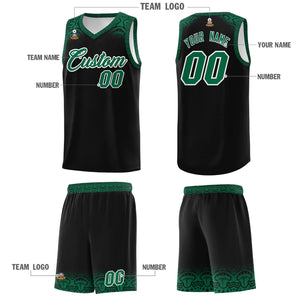 Custom Black Kelly Green Personalized Indians Print Sets Sports Uniform Basketball Jersey