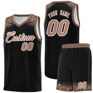 Custom Black Teabrown Personalized Indians Print Sets Sports Uniform Basketball Jersey