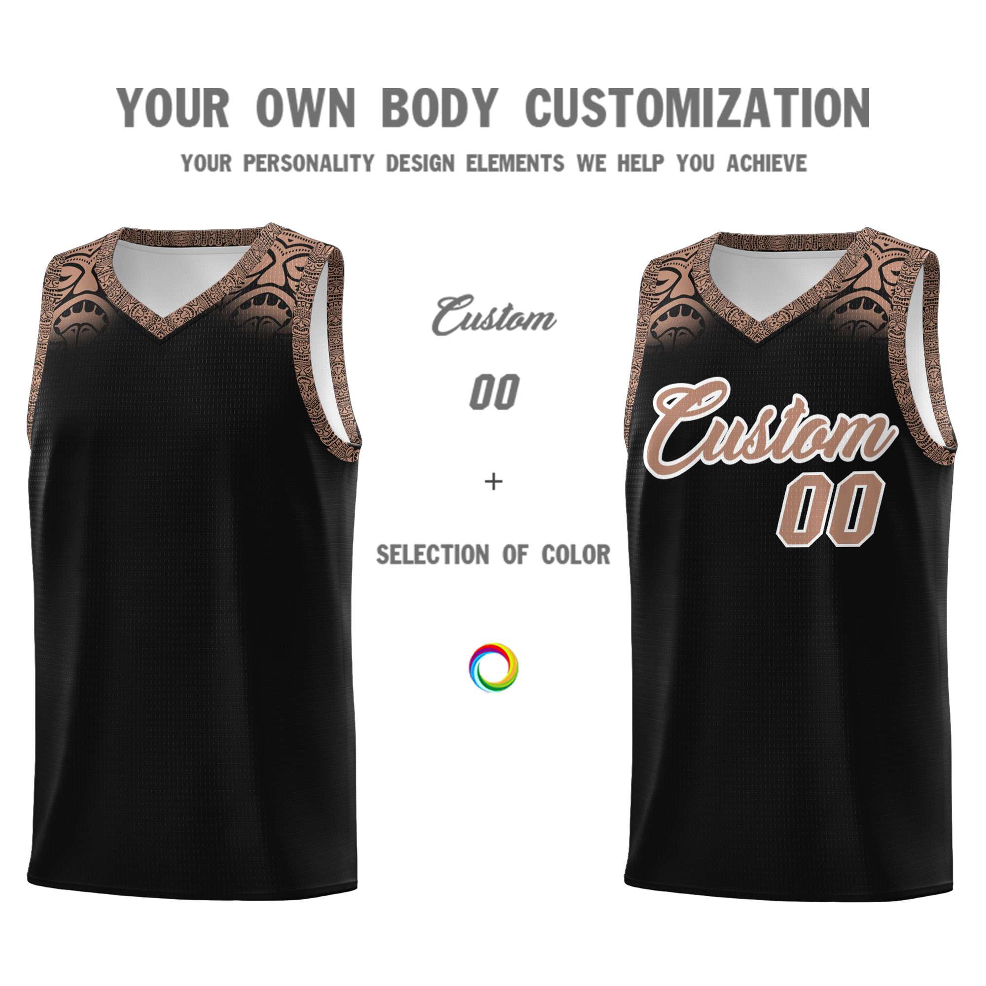 Custom Black Teabrown Personalized Indians Print Sets Sports Uniform Basketball Jersey