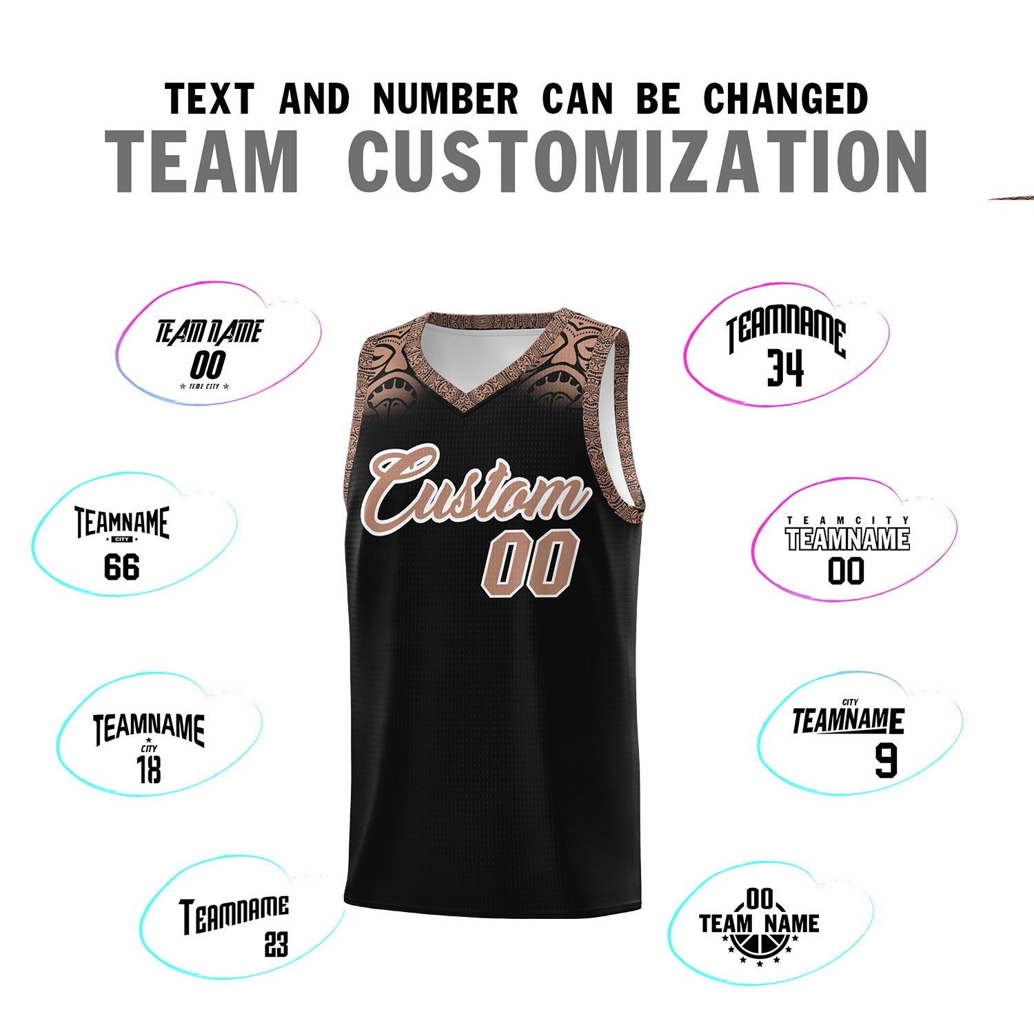 Custom Black Teabrown Personalized Indians Print Sets Sports Uniform Basketball Jersey