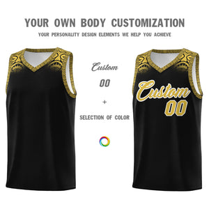 Custom Black Yellow Personalized Indians Print Sets Sports Uniform Basketball Jersey