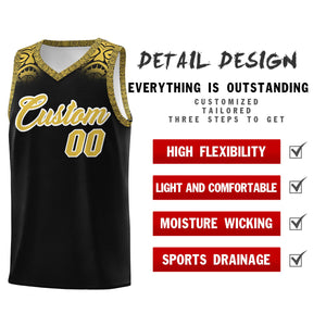 Custom Black Yellow Personalized Indians Print Sets Sports Uniform Basketball Jersey