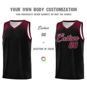 Custom Black Crimson Personalized Indians Print Sets Sports Uniform Basketball Jersey