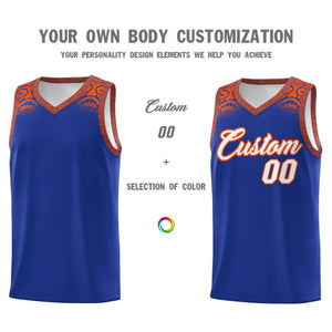 Custom Royal Orange Personalized Indians Print Sets Sports Uniform Basketball Jersey