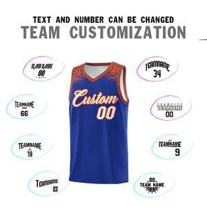 Custom Royal Orange Personalized Indians Print Sets Sports Uniform Basketball Jersey