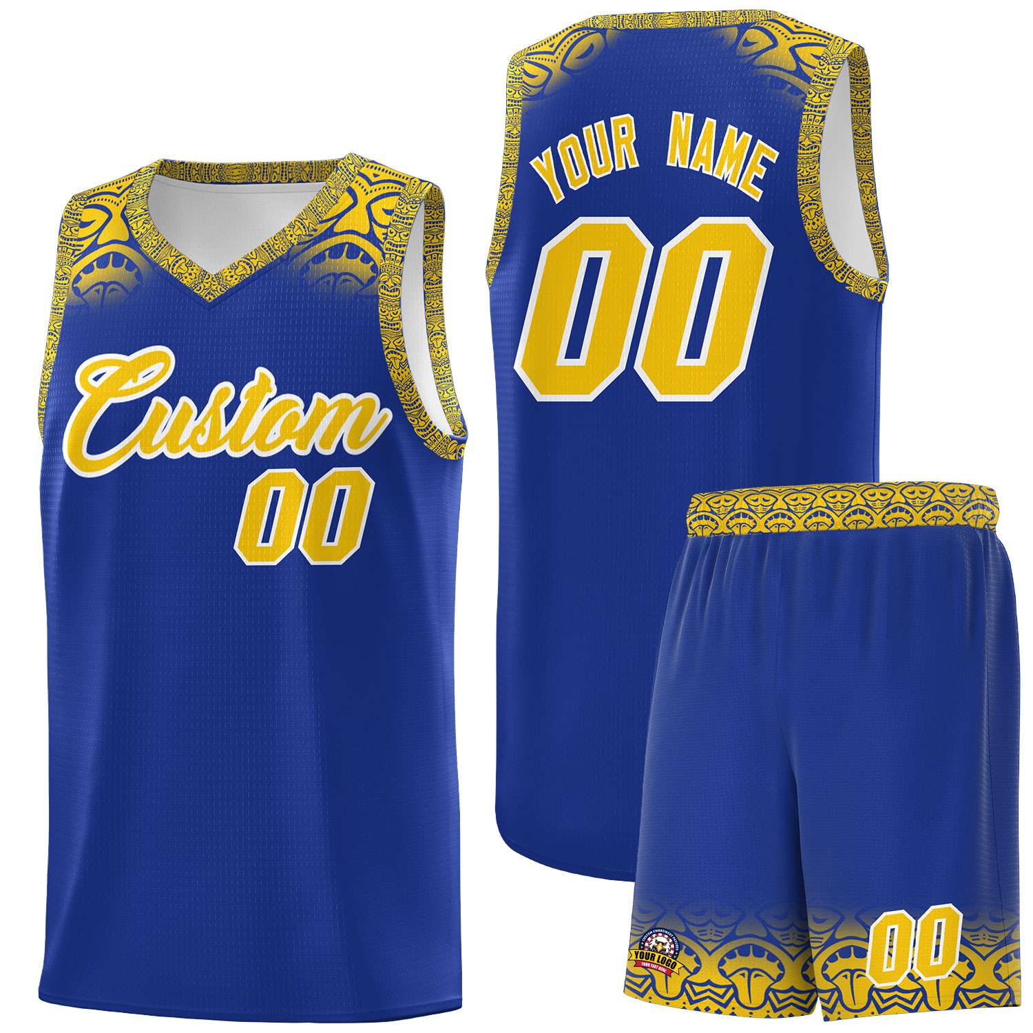 Custom Royal Gold Personalized Indians Print Sets Sports Uniform Basketball Jersey