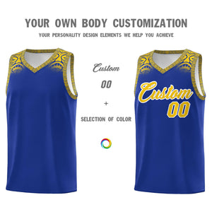 Custom Royal Gold Personalized Indians Print Sets Sports Uniform Basketball Jersey