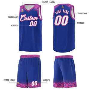 Custom Royal Pink Personalized Indians Print Sets Sports Uniform Basketball Jersey