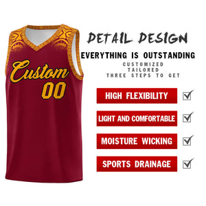 Custom Crimson Yellow Personalized Indians Print Sets Sports Uniform Basketball Jersey