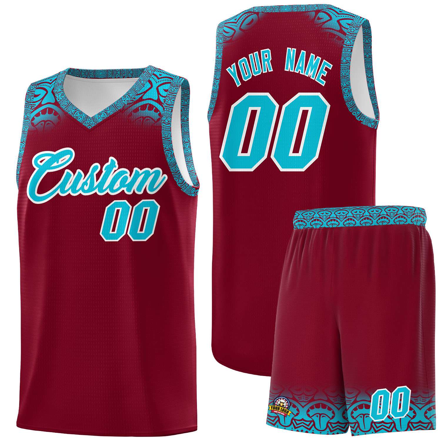 Custom Crimson Sky Blue Personalized Indians Print Sets Sports Uniform Basketball Jersey