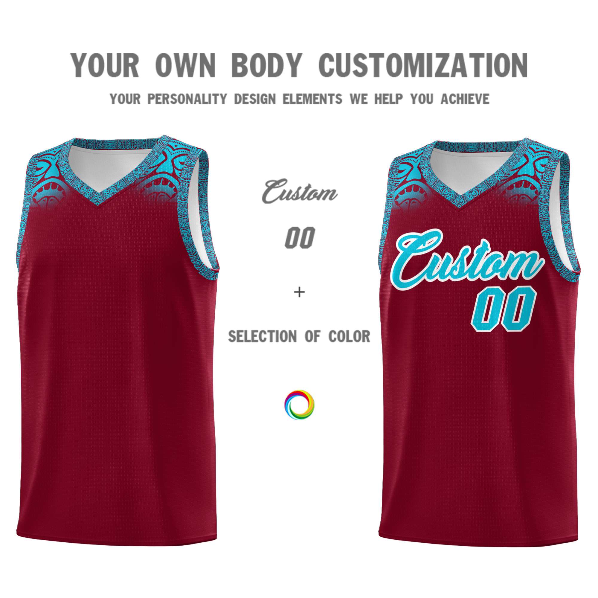 Custom Crimson Sky Blue Personalized Indians Print Sets Sports Uniform Basketball Jersey