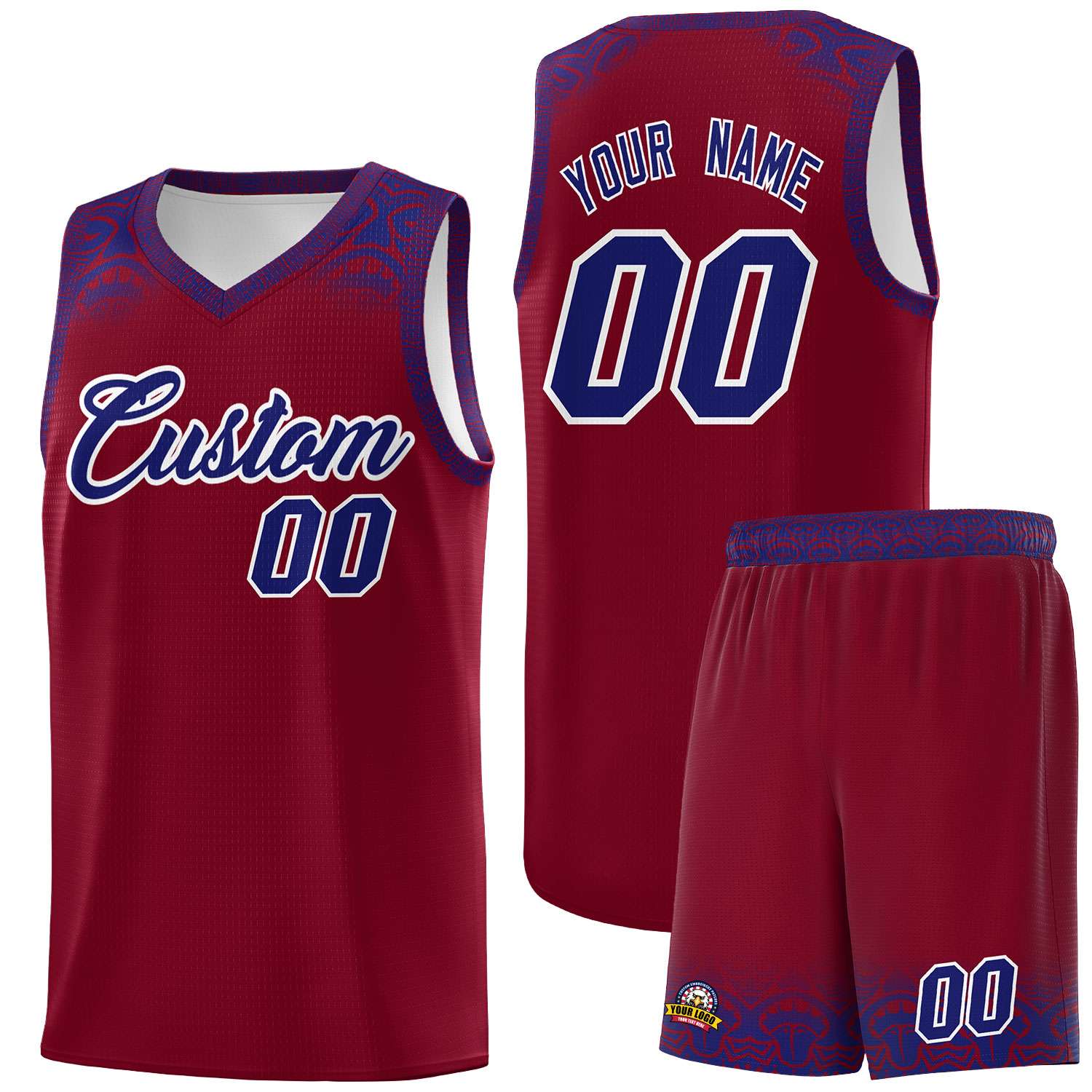 Custom Crimson Royal Personalized Indians Print Sets Sports Uniform Basketball Jersey