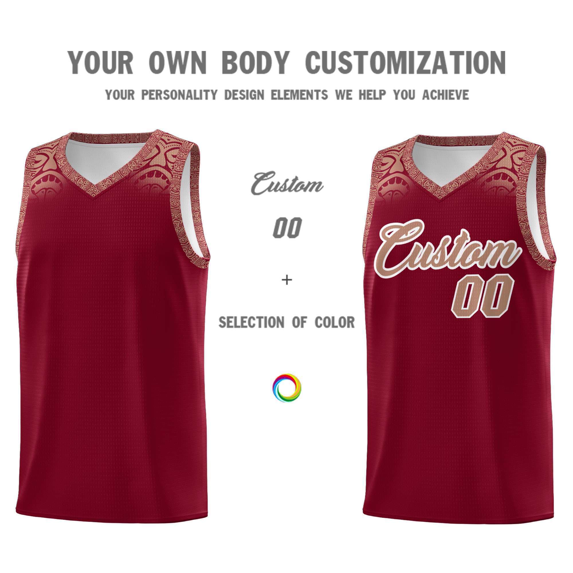 Custom Crimson Teabrown Personalized Indians Print Sets Sports Uniform Basketball Jersey