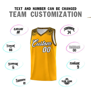 Custom Yellow Black Personalized Indians Print Sets Sports Uniform Basketball Jersey