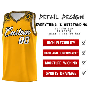 Custom Yellow Black Personalized Indians Print Sets Sports Uniform Basketball Jersey