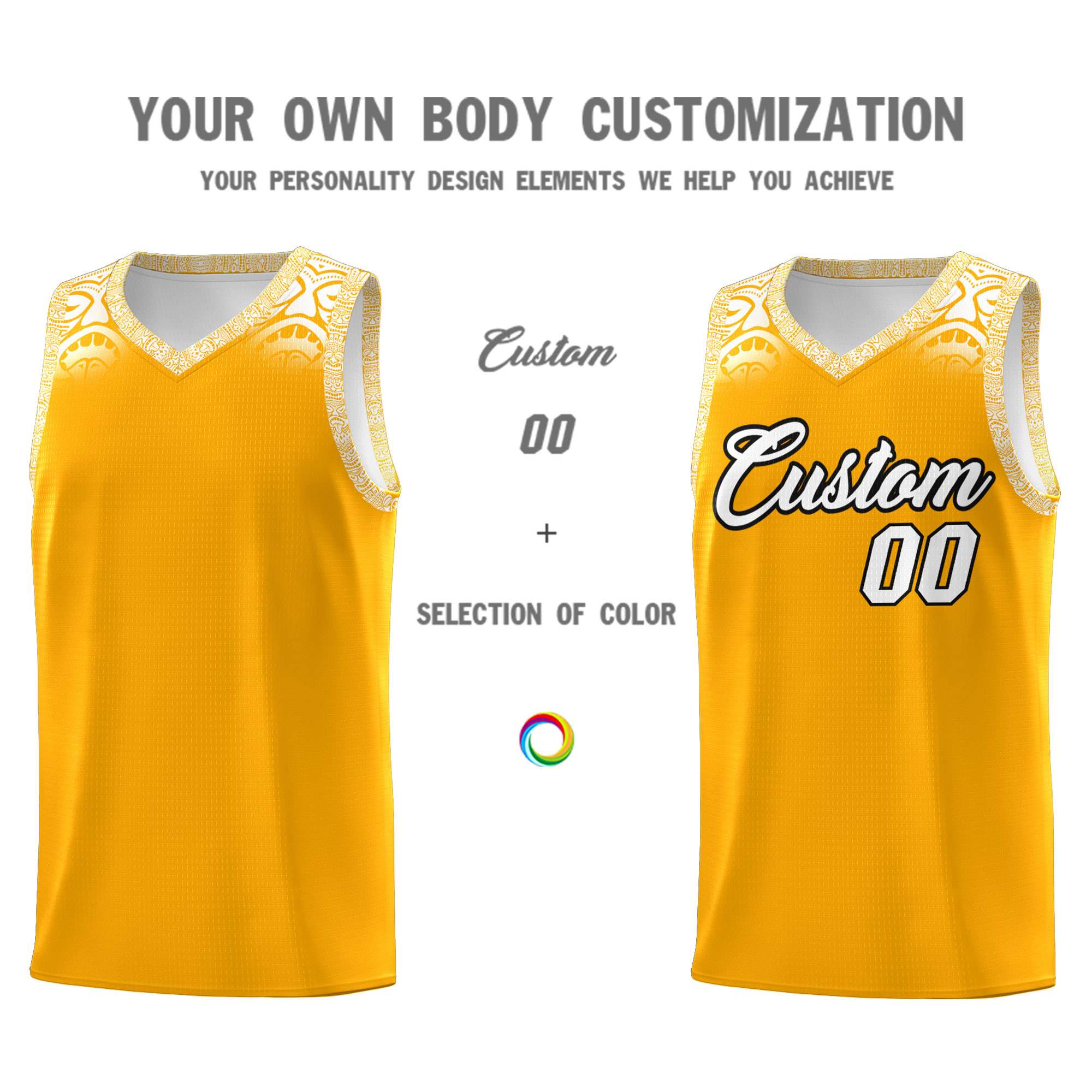 Custom Yellow White Personalized Indians Print Sets Sports Uniform Basketball Jersey